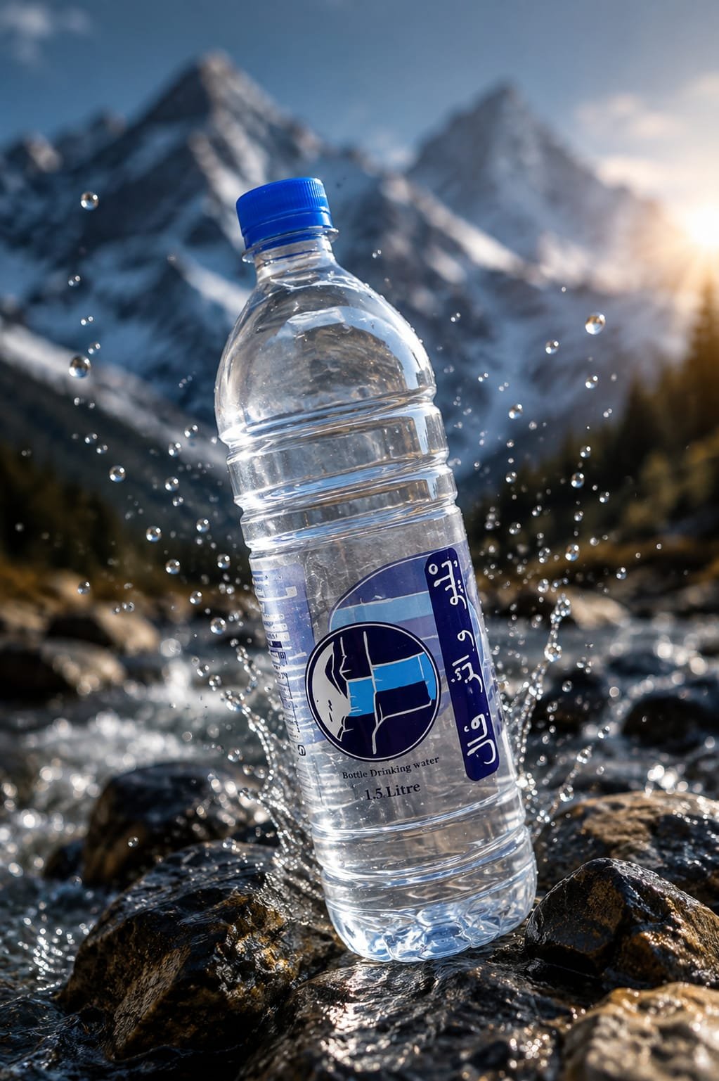 Blue Waterfall branded water bottle