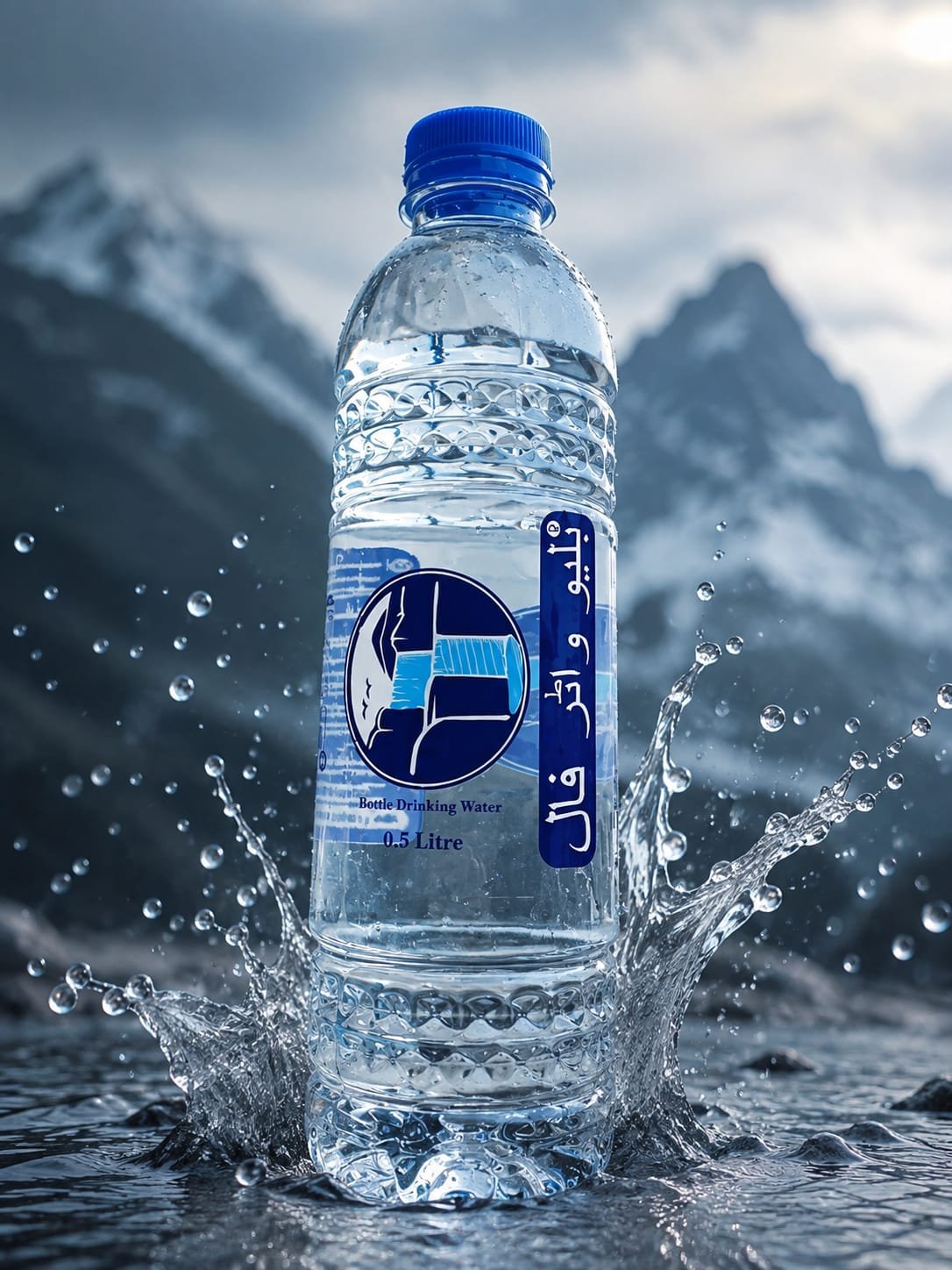 Blue Waterfall branded water bottle