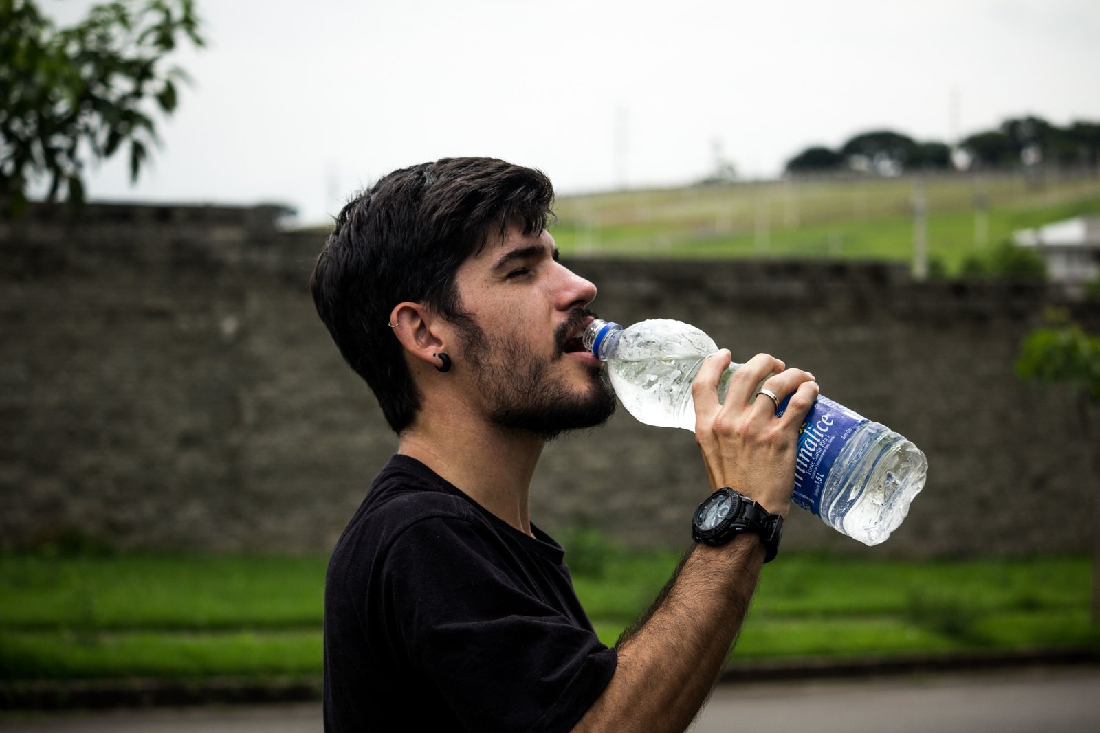 Blue Waterfall customer drinking water